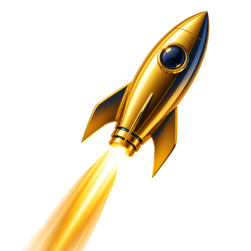 Golden rocket launching, illustrating the Google Boost ranking push