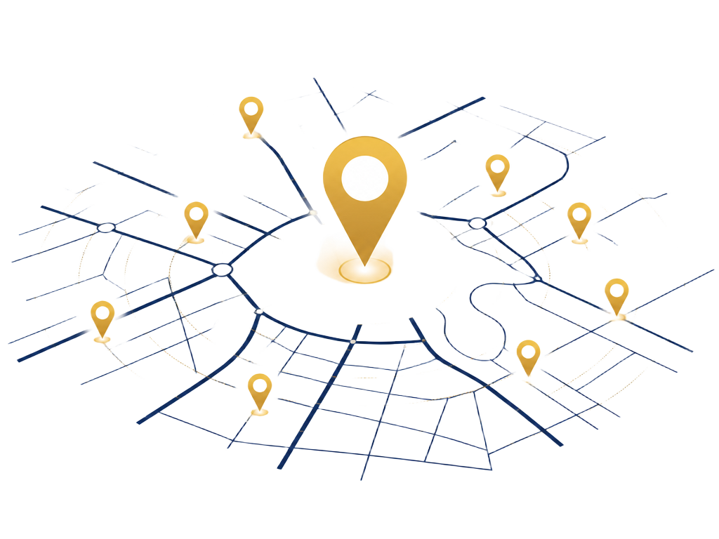 Local map with business ranking pins